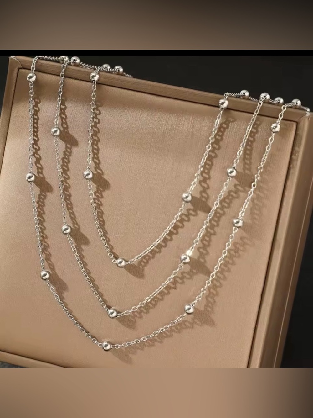 Stainless Steel Necklace Beads Multi-Layers Chain Bone Necklace Women Jewelry